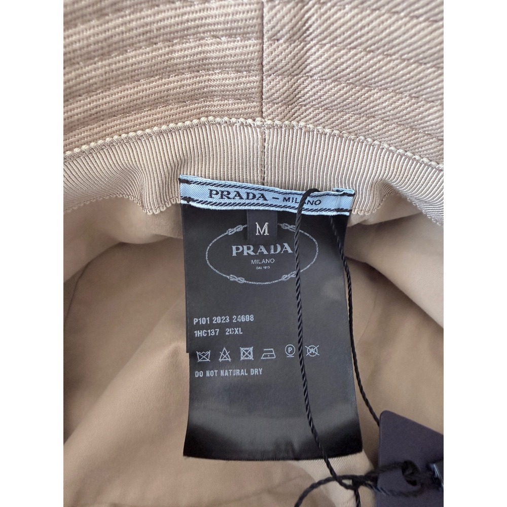 Prada 1HC137 100% cotton bucket hat with embroidered white stitch logo - Picture 9 of 9